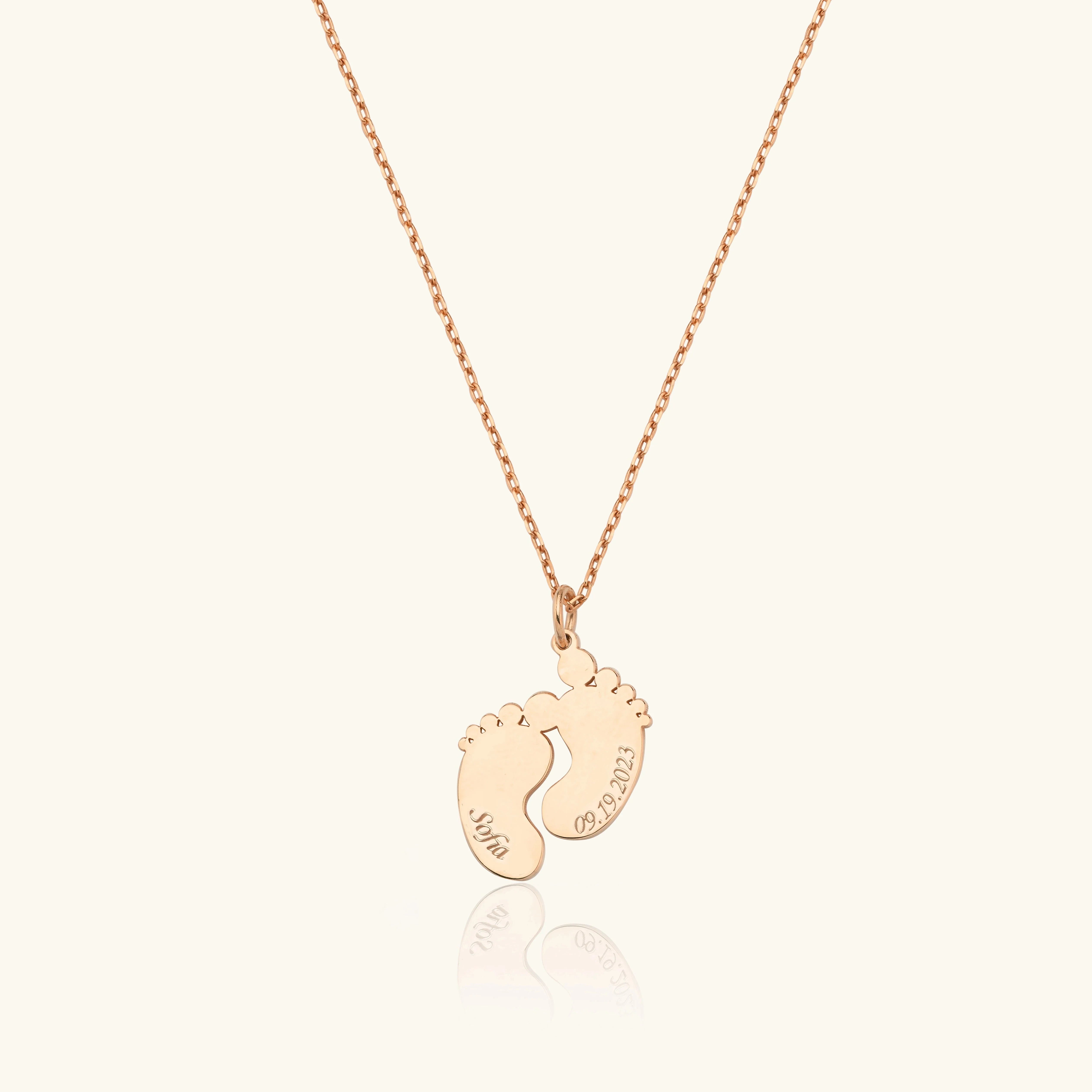 Baby Feet Name Necklace - 18K Gold-Plated Sterling Silver