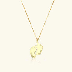 Baby Feet Name Necklace - 18K Gold-Plated Sterling Silver