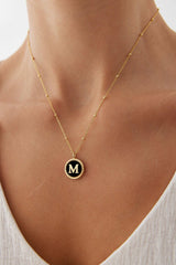 Personalized Onyx Coin Letter Necklace