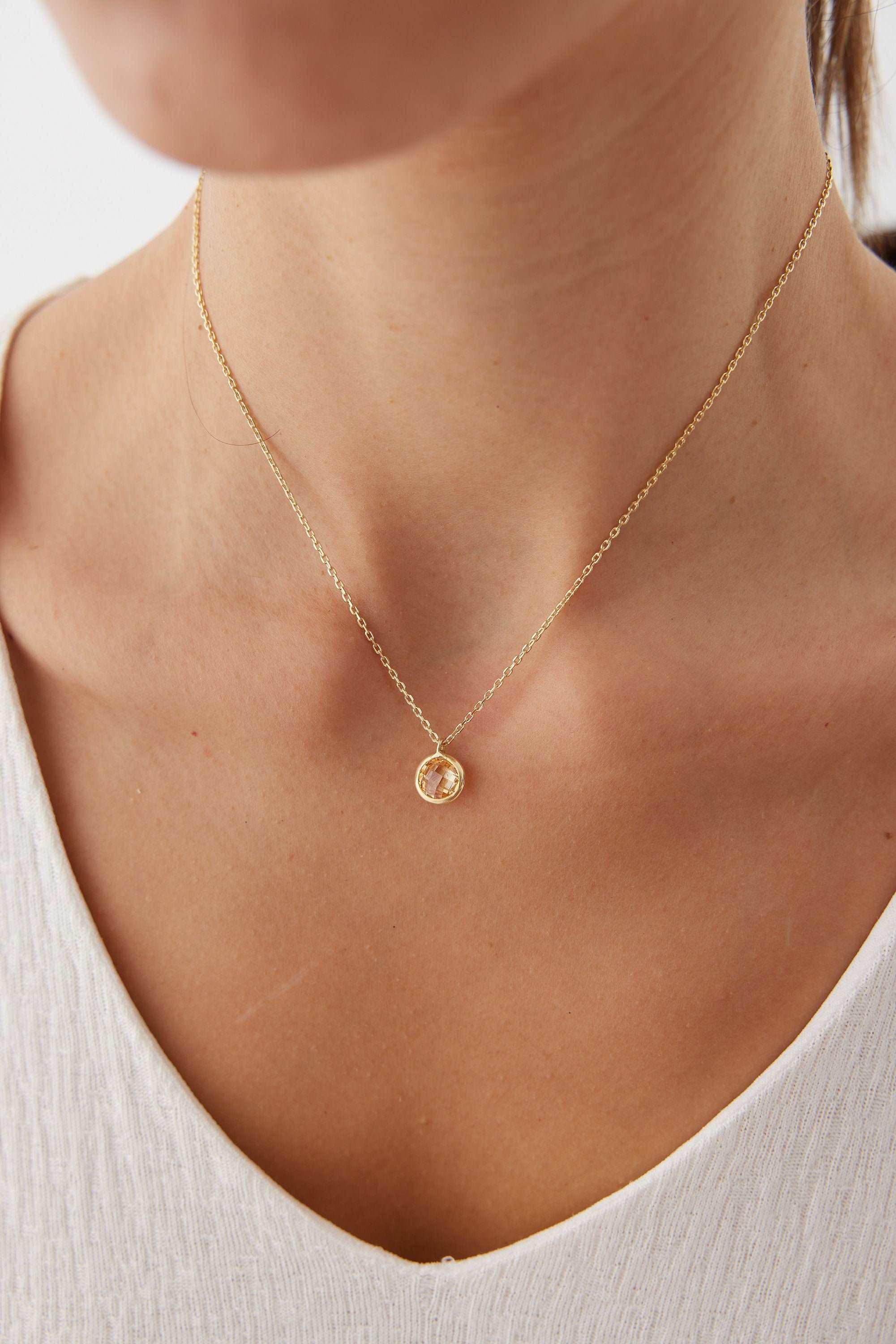Dainty Birthstone Necklace • Gemstone Necklace