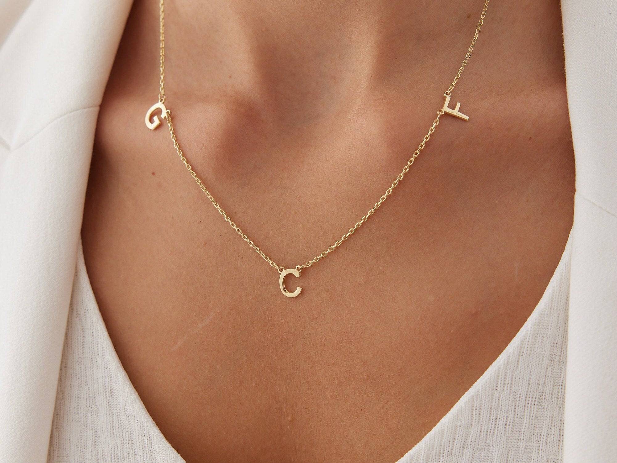 Personalized Initial Letter Necklace, 18K Gold-Plated Sterling Silver