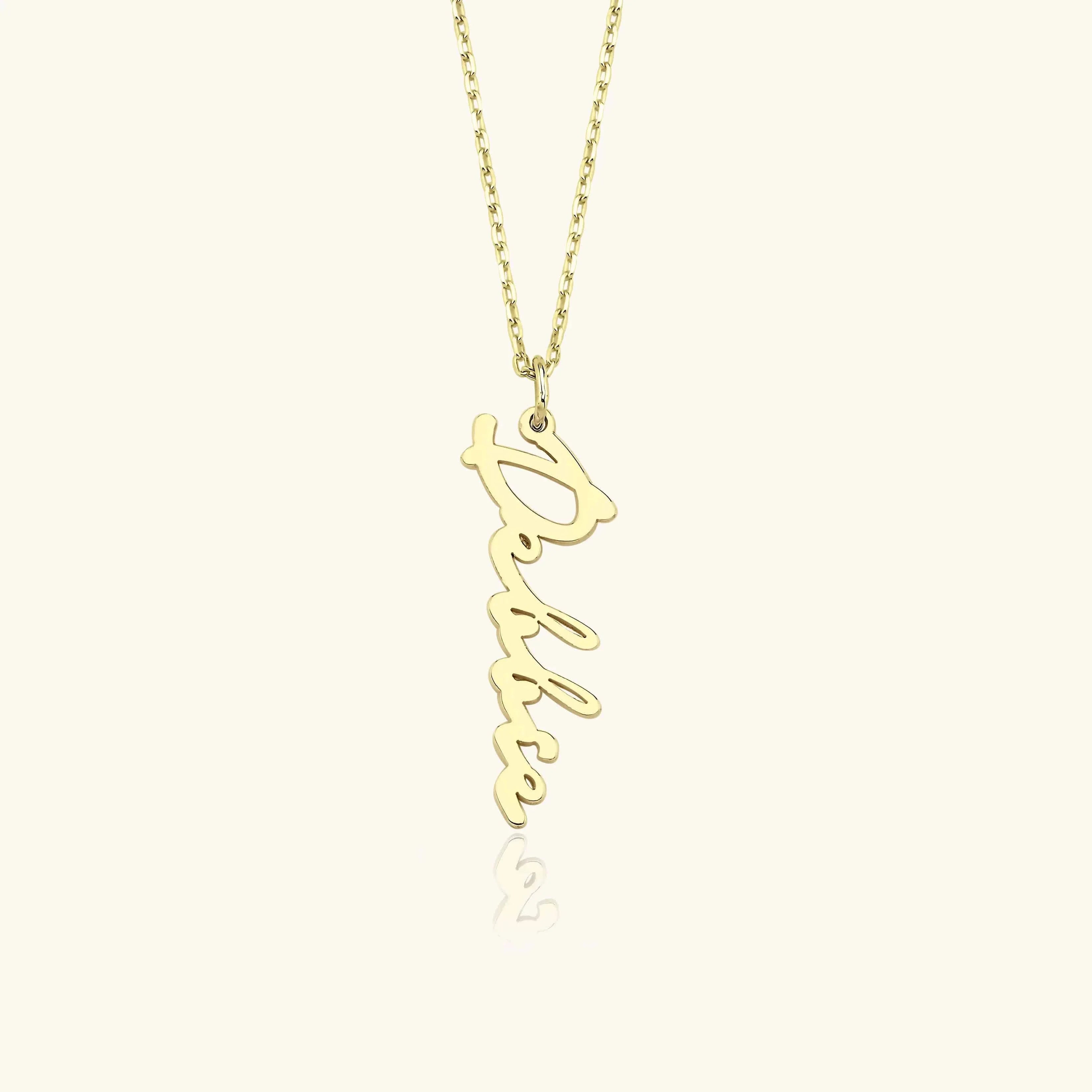 Custom Vertical Name Necklace - 18K Gold-Plated Sterling Silver