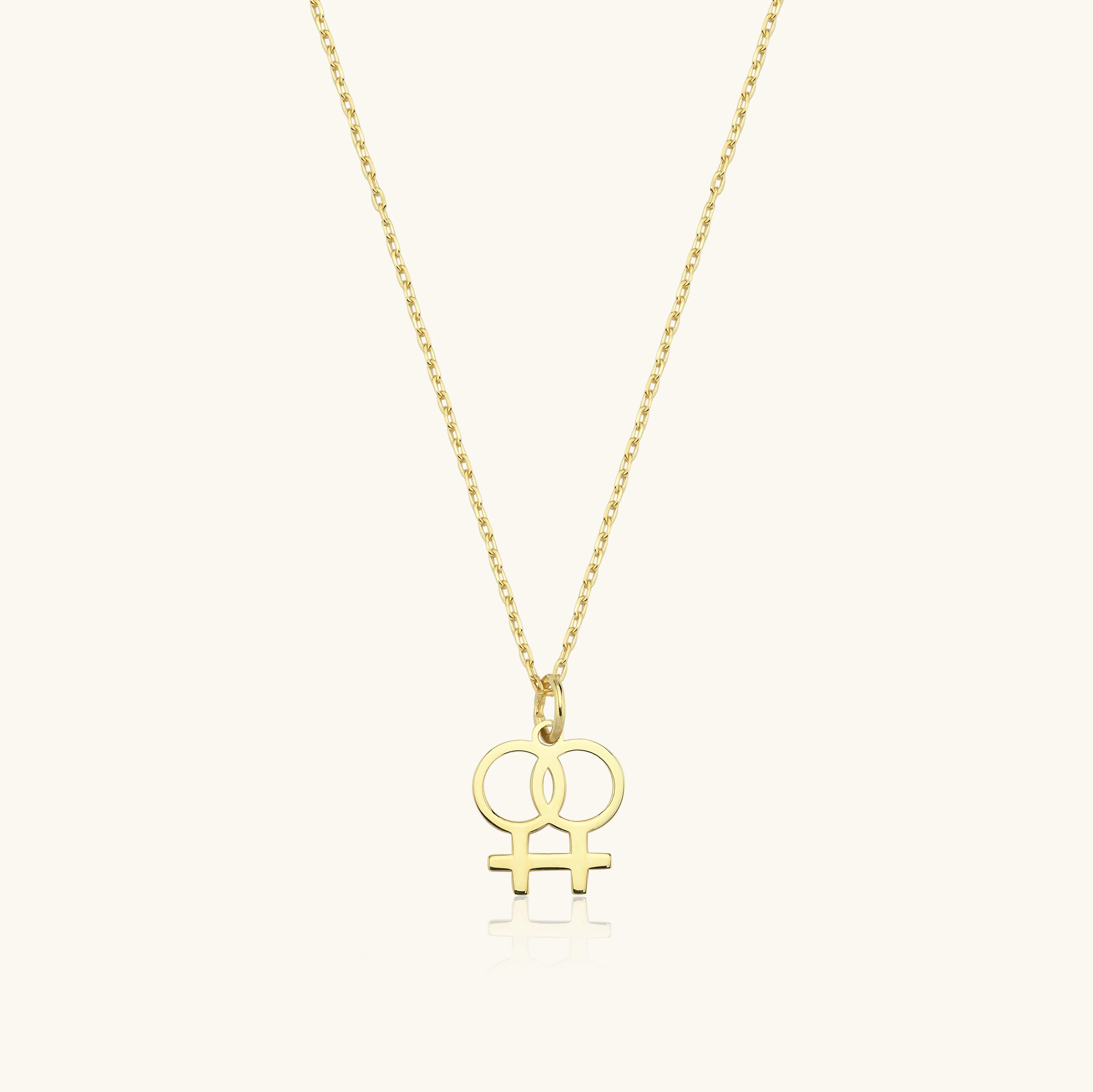 Double Venus Symbol Necklace - 18K Gold-Plated Sterling Silver