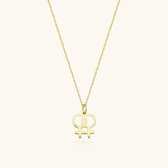 Double Venus Symbol Necklace - 18K Gold-Plated Sterling Silver
