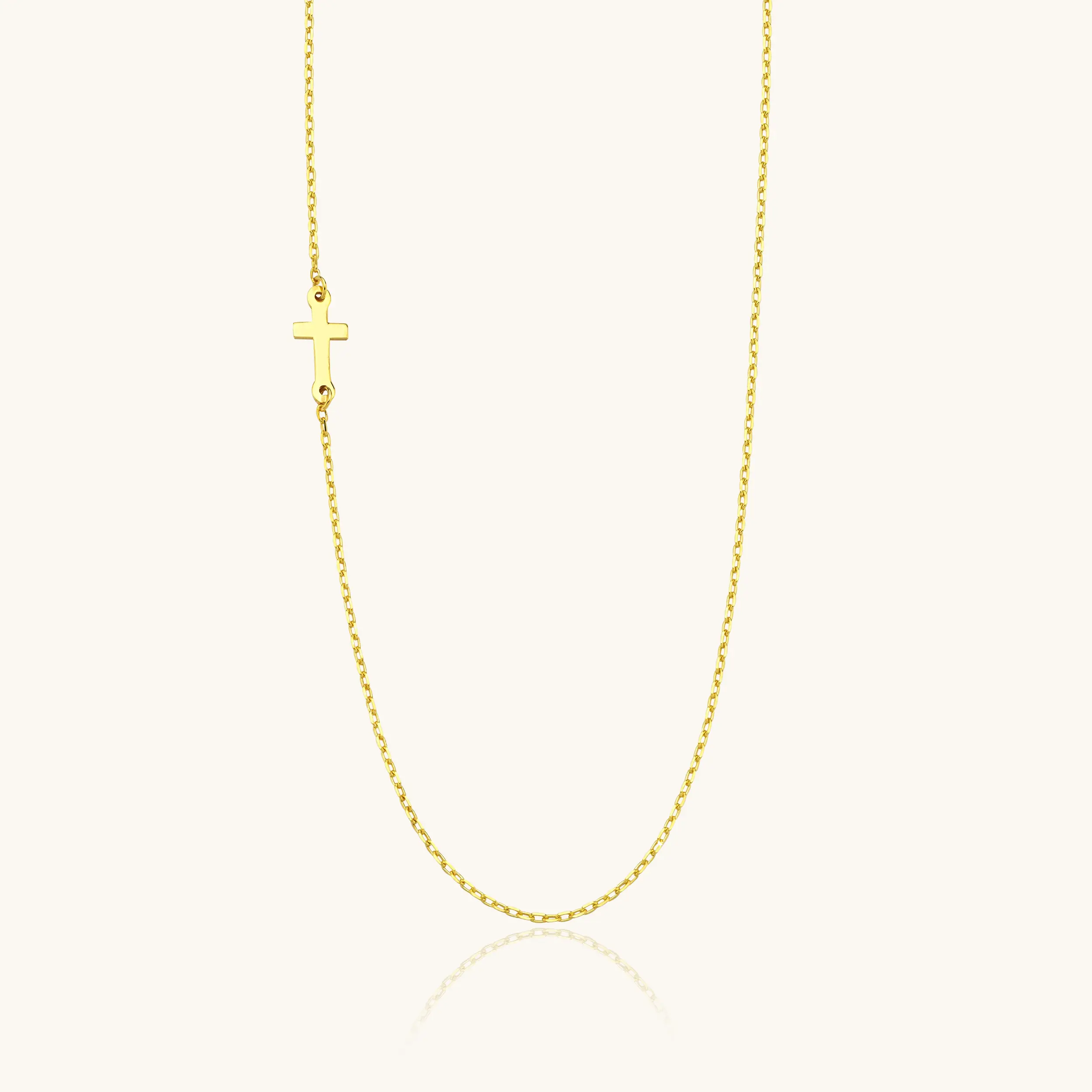 Gold Sideways Cross Necklace – 18K Gold Plated 925K Sterling Silver Minimalist Necklace