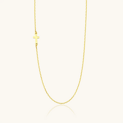 Gold Sideways Cross Necklace – 18K Gold Plated 925K Sterling Silver Minimalist Necklace