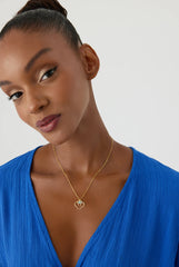 Shell Pendant Necklace with Turquoise Accent, 18K Gold-Plated Sterling Silver