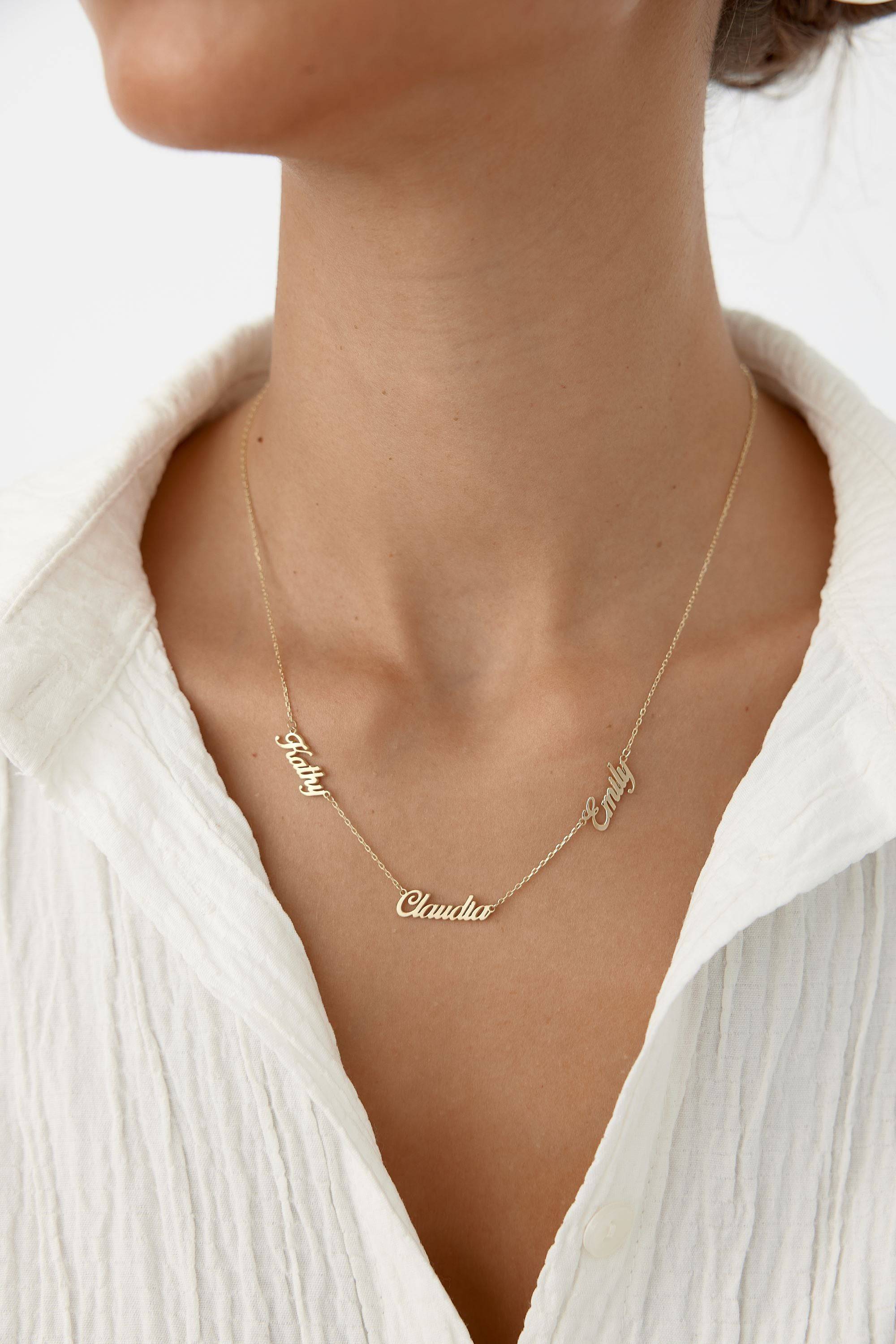Personalized Multiple Family Name Necklace - 18K Gold-Plated Sterling Silver