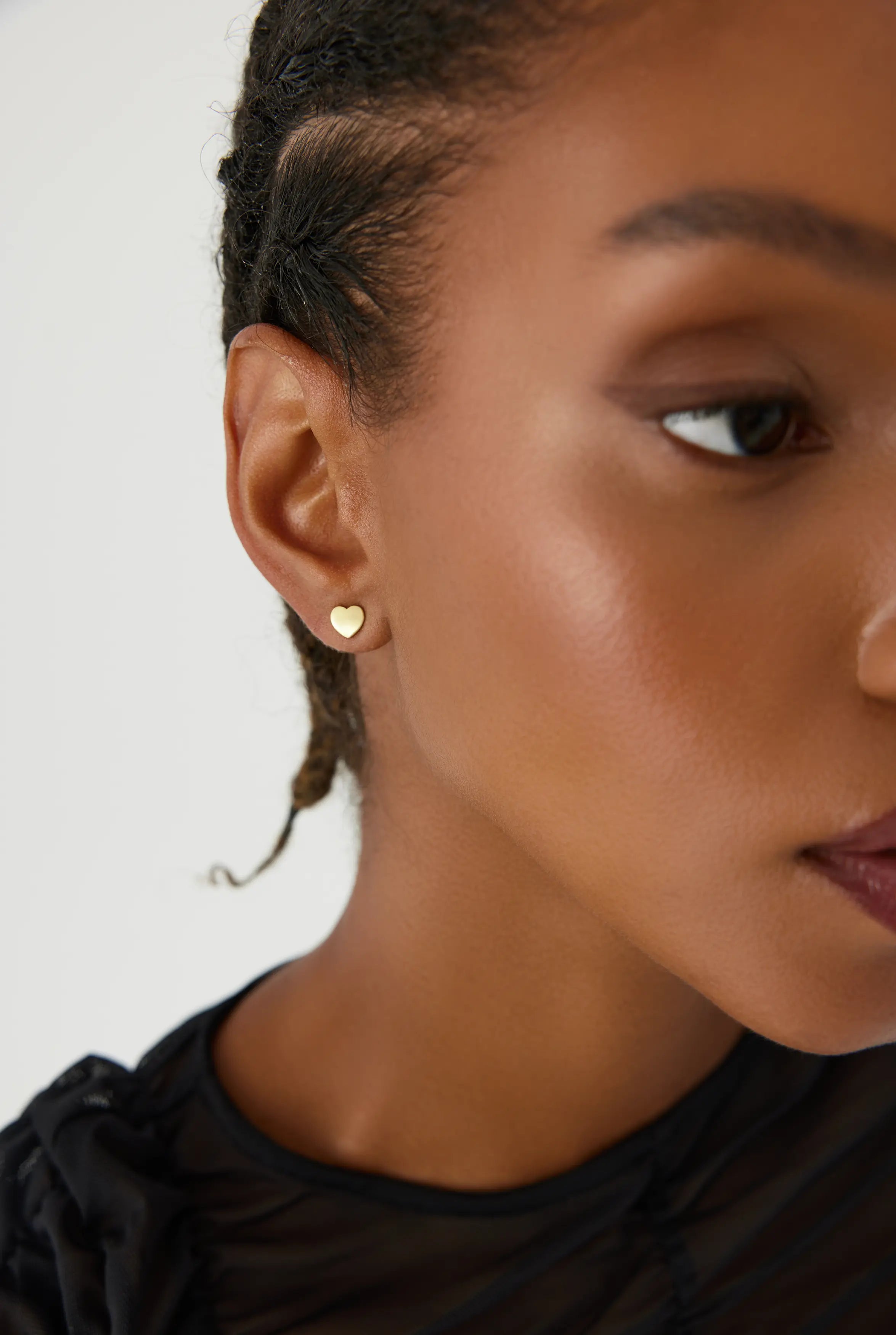 Heart-Shaped Stud Earrings, 18K Gold-Plated Sterling Silver