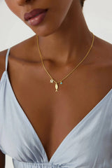 Fish and Initial Necklace, 18K Gold-Plated Sterling Silver Customizable Charm Necklace for Women