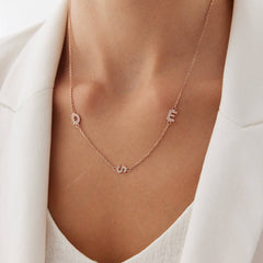 Personalized Initial CZ Diamonds Letter Necklace