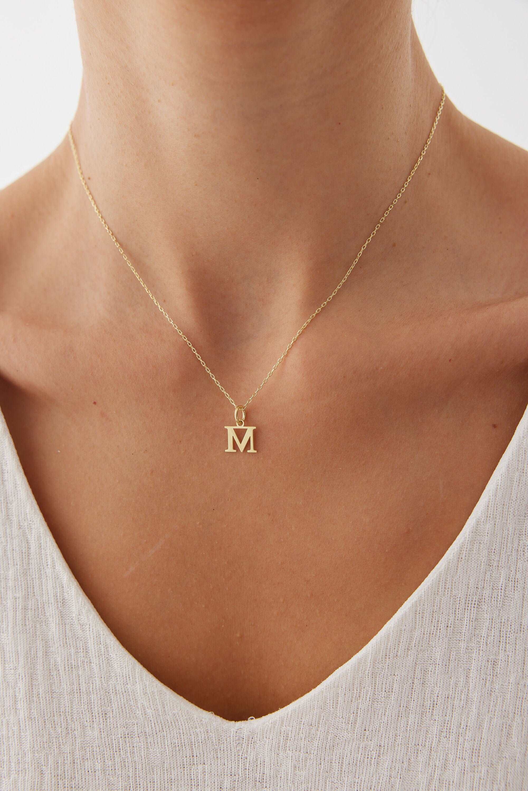 Initial Pendant Necklace - 18K Gold Plated Sterling Silver Alphabet Jewelry