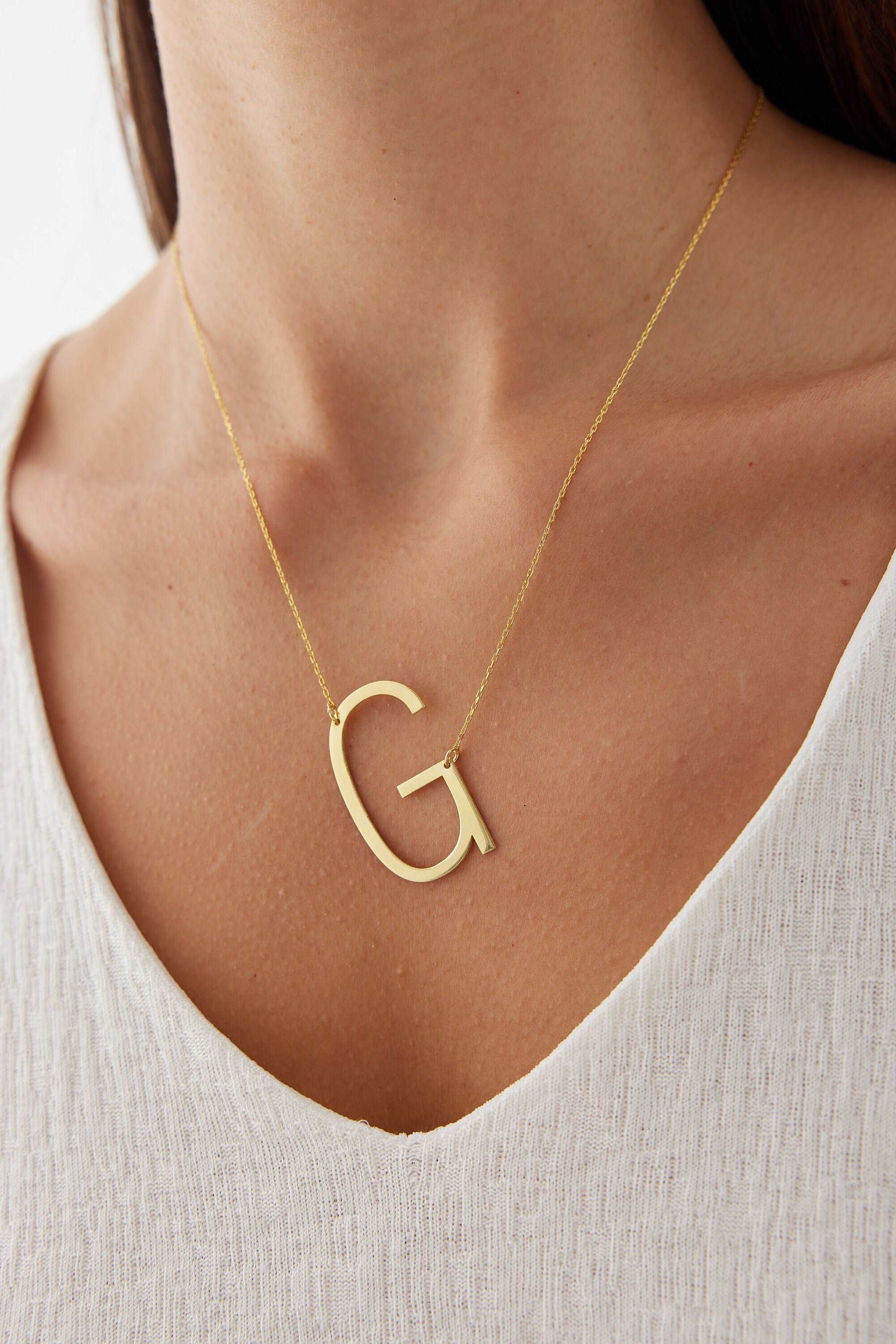 Custom Initial Large Alphabet Letter Necklace