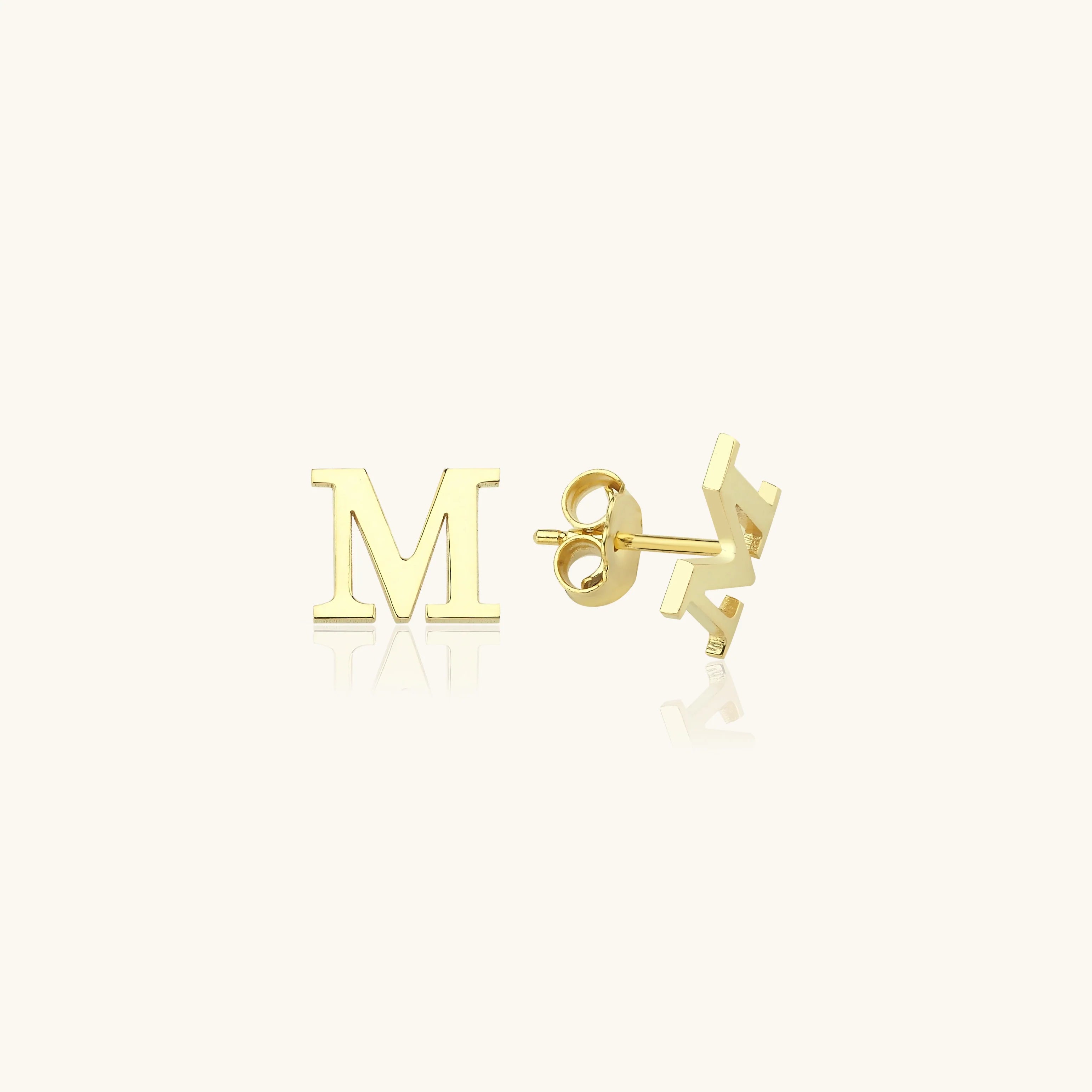 Gold Initial Stud Earrings – Personalized 18K Gold-Plated Sterling Silver