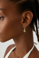 Initial Letter Dangle Earring, 18K Gold-Plated Sterling Silver