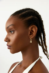 Initial Letter Dangle Earring, 18K Gold-Plated Sterling Silver