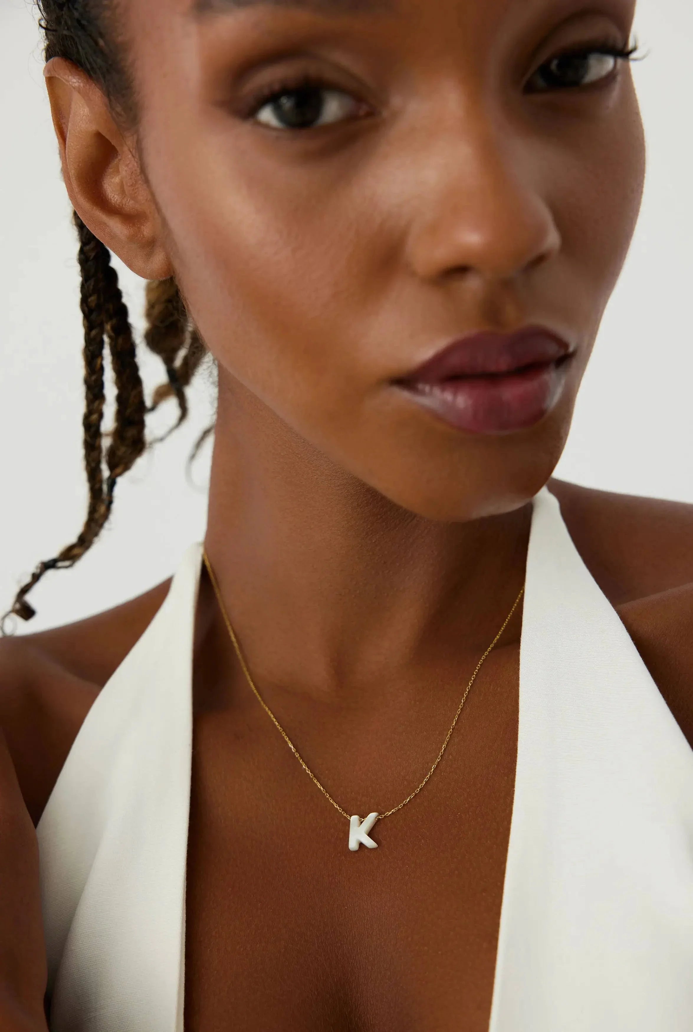 Mother of Pearl Initial Necklace – 18K Gold-Plated Sterling Silver Custom Letter Necklace