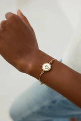 Pearl Letter Bracelet, Custom Mother of Pearl 18K Gold-Plated Sterling Silver Bracelet