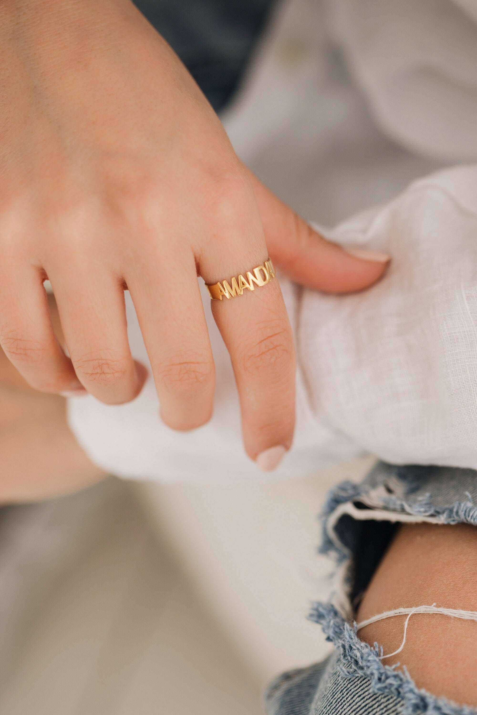 Custom Name Ring - 18K Gold-Plated Sterling Silver