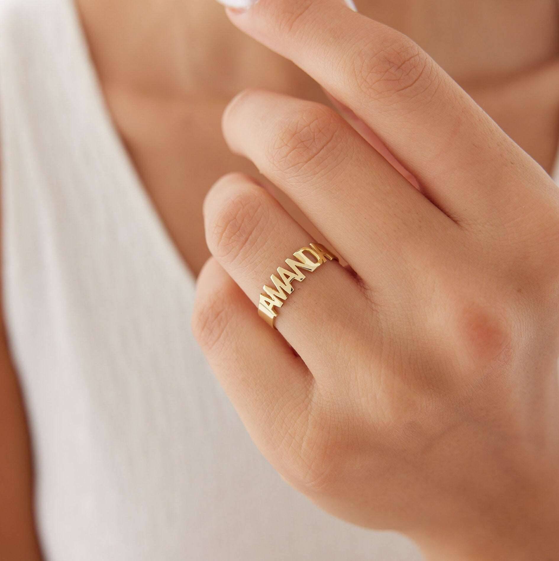 Custom Name Ring - 18K Gold-Plated Sterling Silver