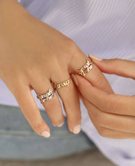 Personalized Double Name Ring - 18K Gold-Plated Sterling Silver