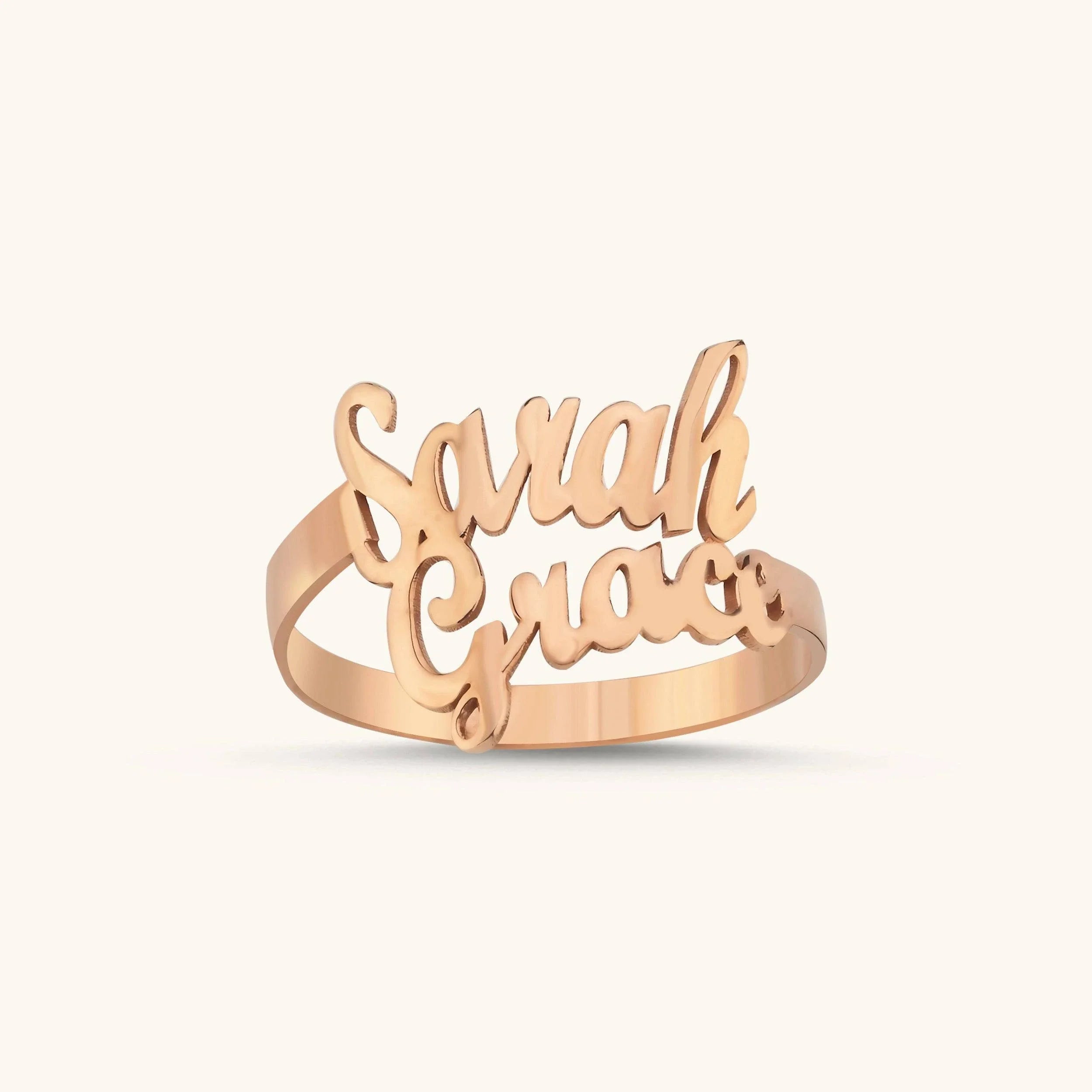 Personalized Double Name Ring - 18K Gold-Plated Sterling Silver
