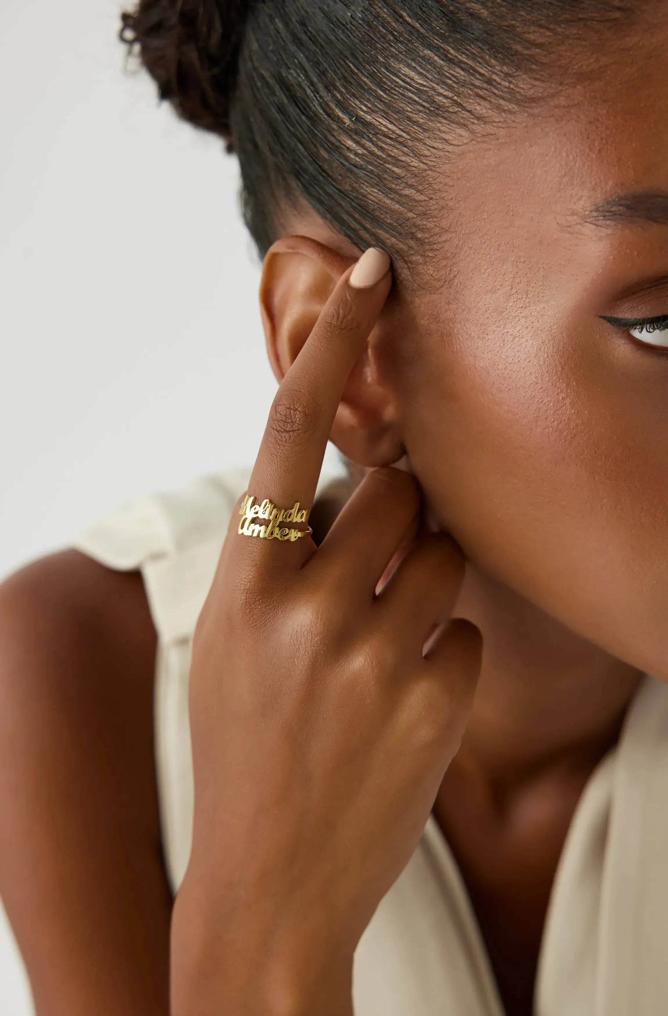 Personalized Double Name Ring - 18K Gold-Plated Sterling Silver