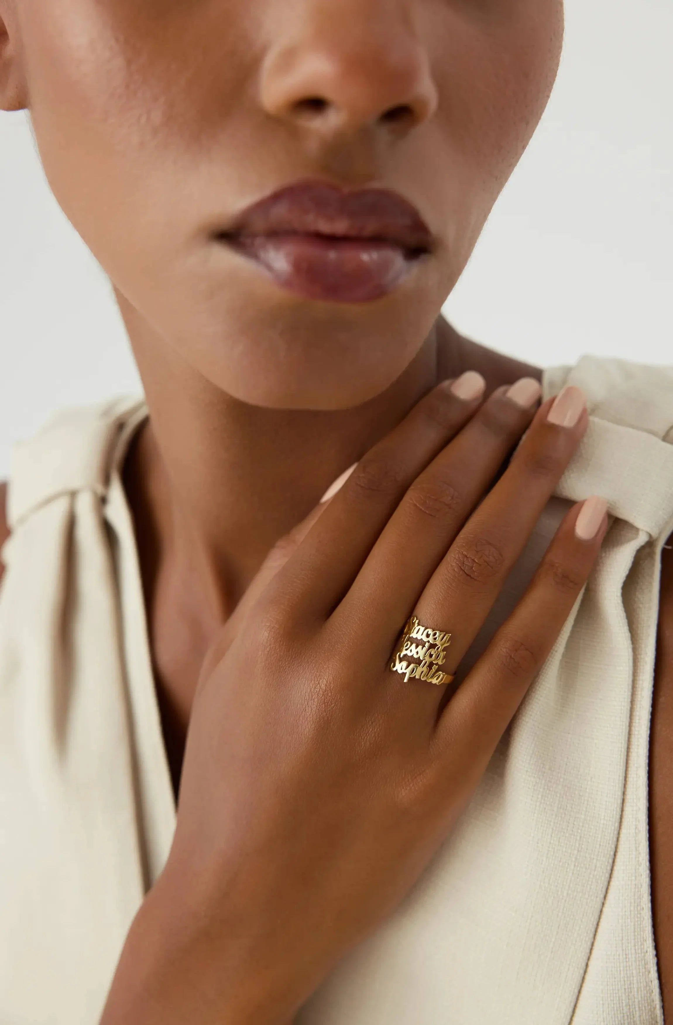 Personalized Family Name Ring - Triple Name Ring - 925K Sterling Silver for Women