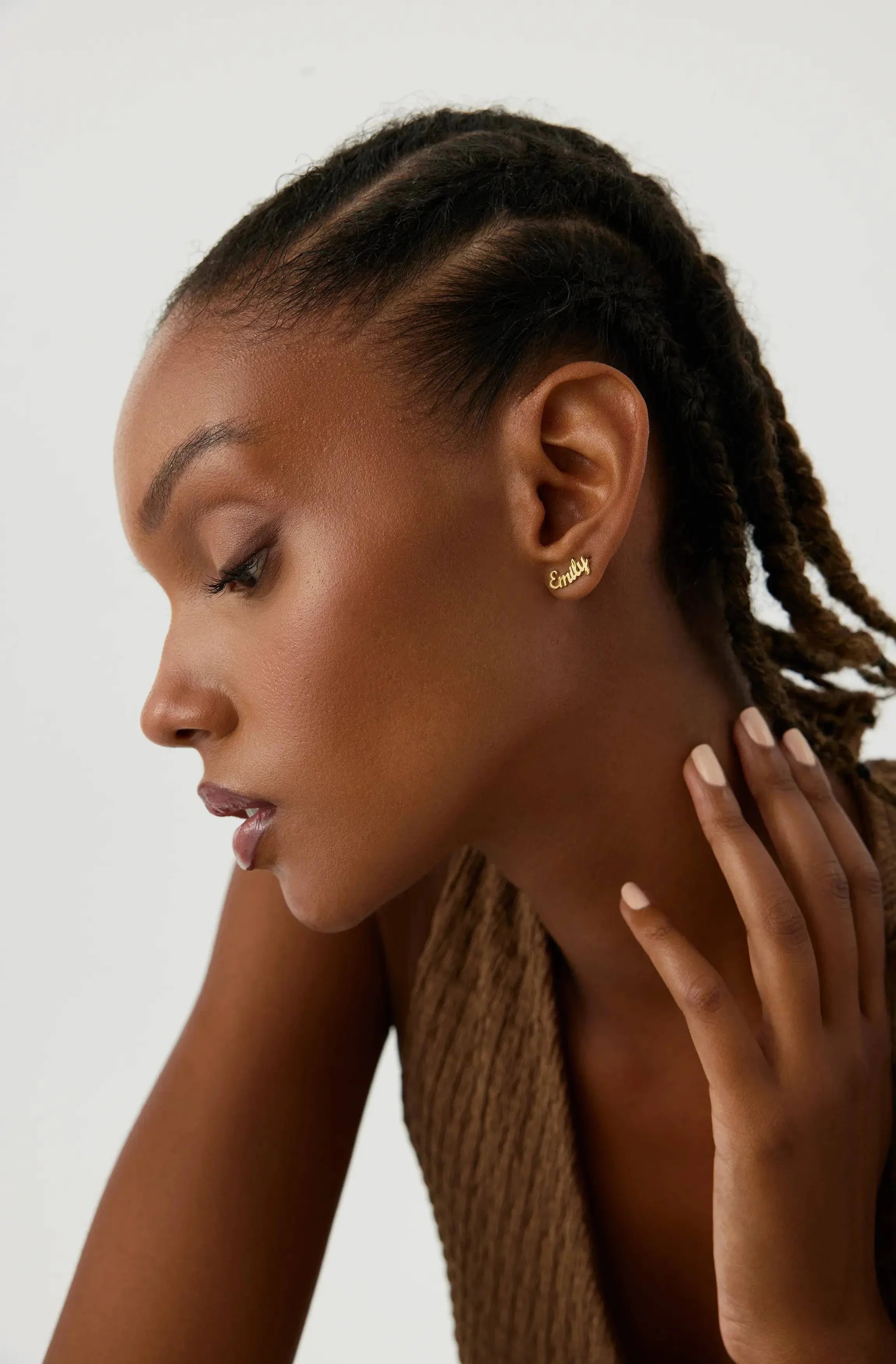 Custom Name Stud Earrings - 18K Gold-Plated Sterling Silver Personalized Earrings