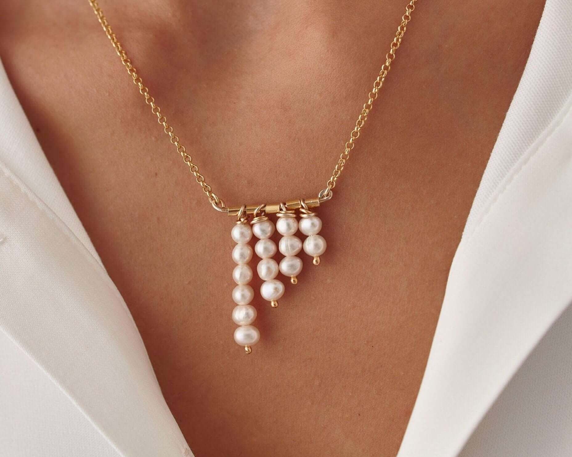 Handmade Freshwater Pearl Necklace: 18K Gold & 925 Sterling Silver