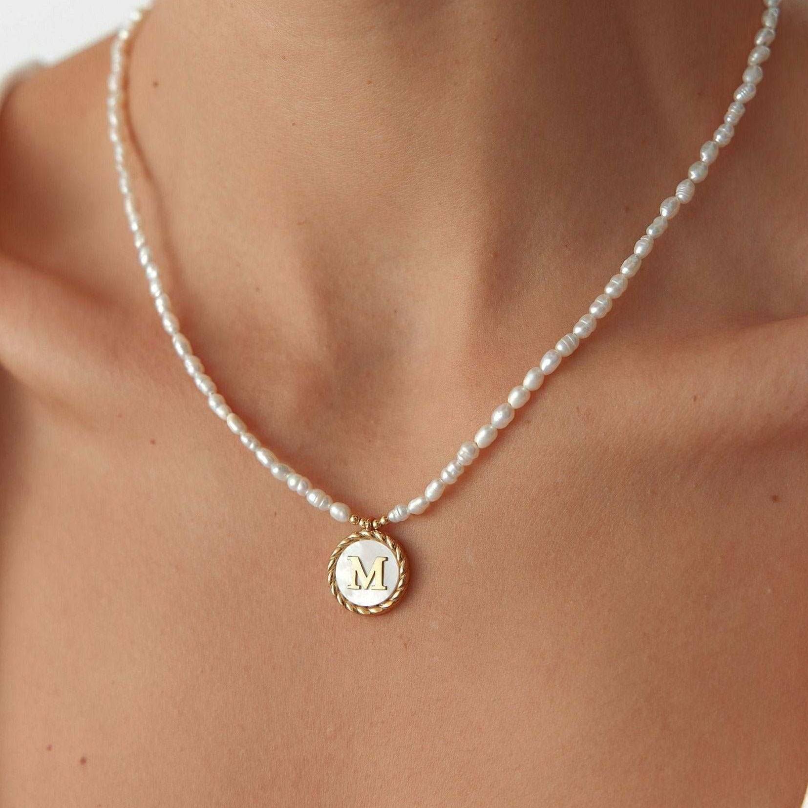Freshwater Pearl Initial Pendant Necklace – 18K Gold-Plated Sterling Silver