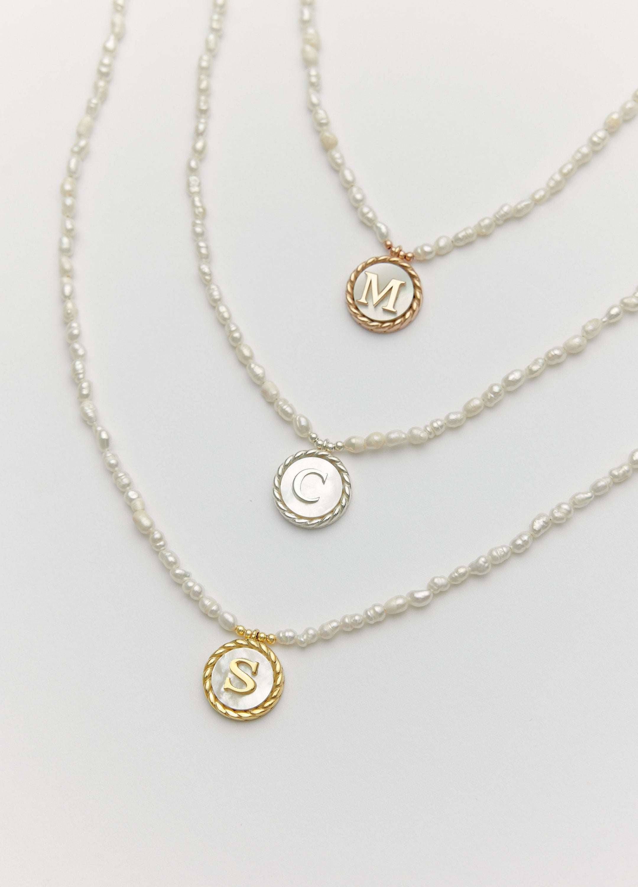 Freshwater Pearl Initial Pendant Necklace – 18K Gold-Plated Sterling Silver