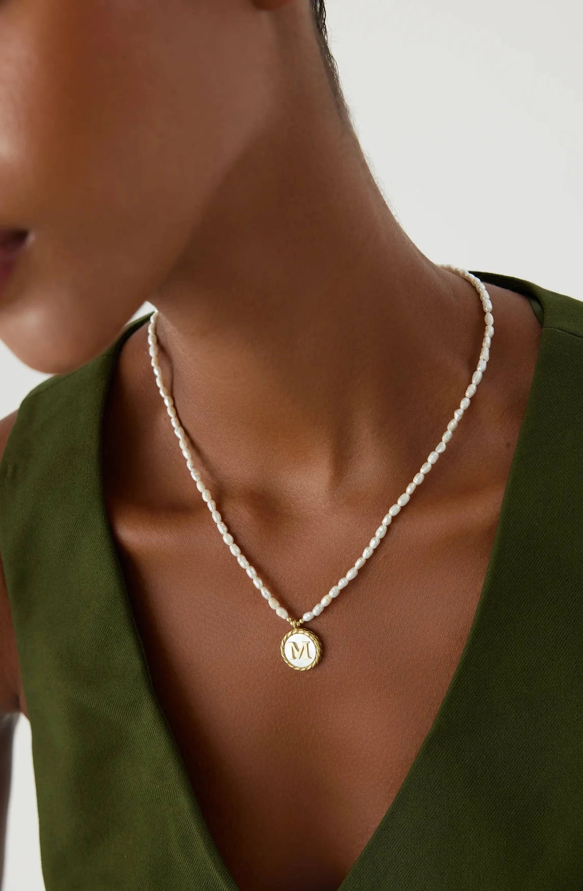 Freshwater Pearl Initial Pendant Necklace – 18K Gold-Plated Sterling Silver