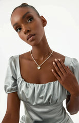 Mother of Pearl Heart Pendant Initial Necklace with Pearl Beaded, 18K Gold-Plated Sterling Silver