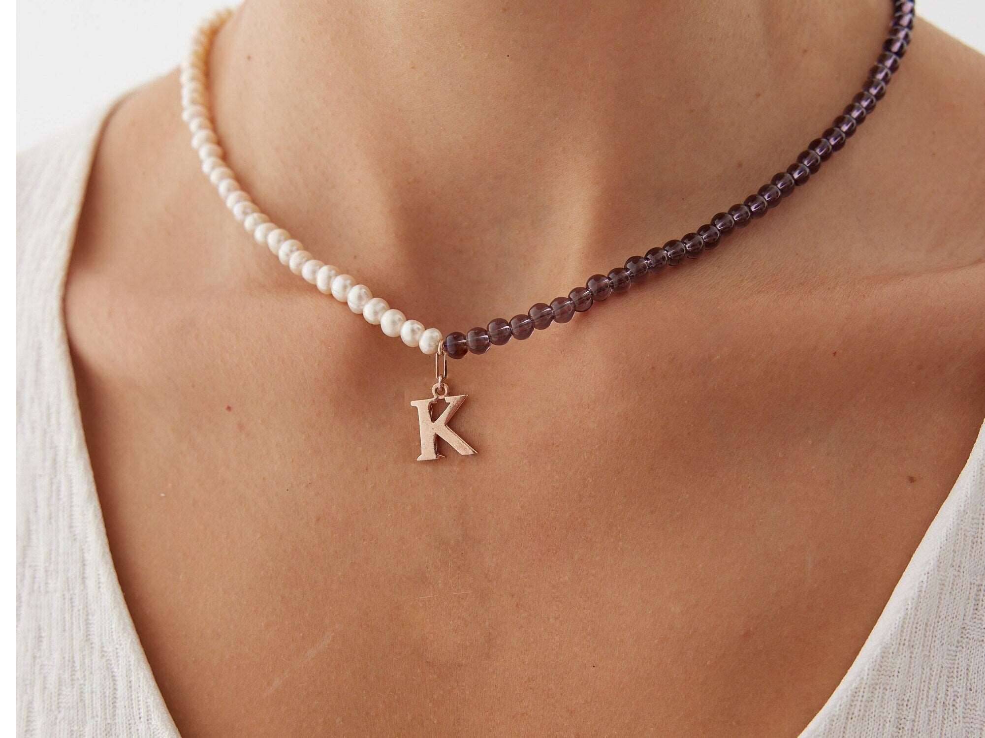 Personalized Gemstone and Pearl Beaded Necklace