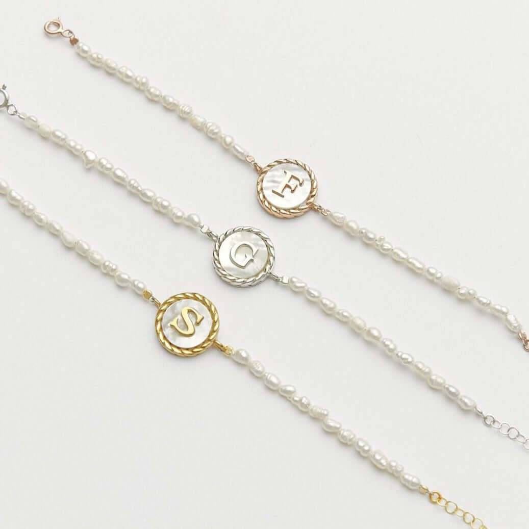 Freshwater Pearl Initial Bracelet – 18K Gold-Plated Sterling Silver
