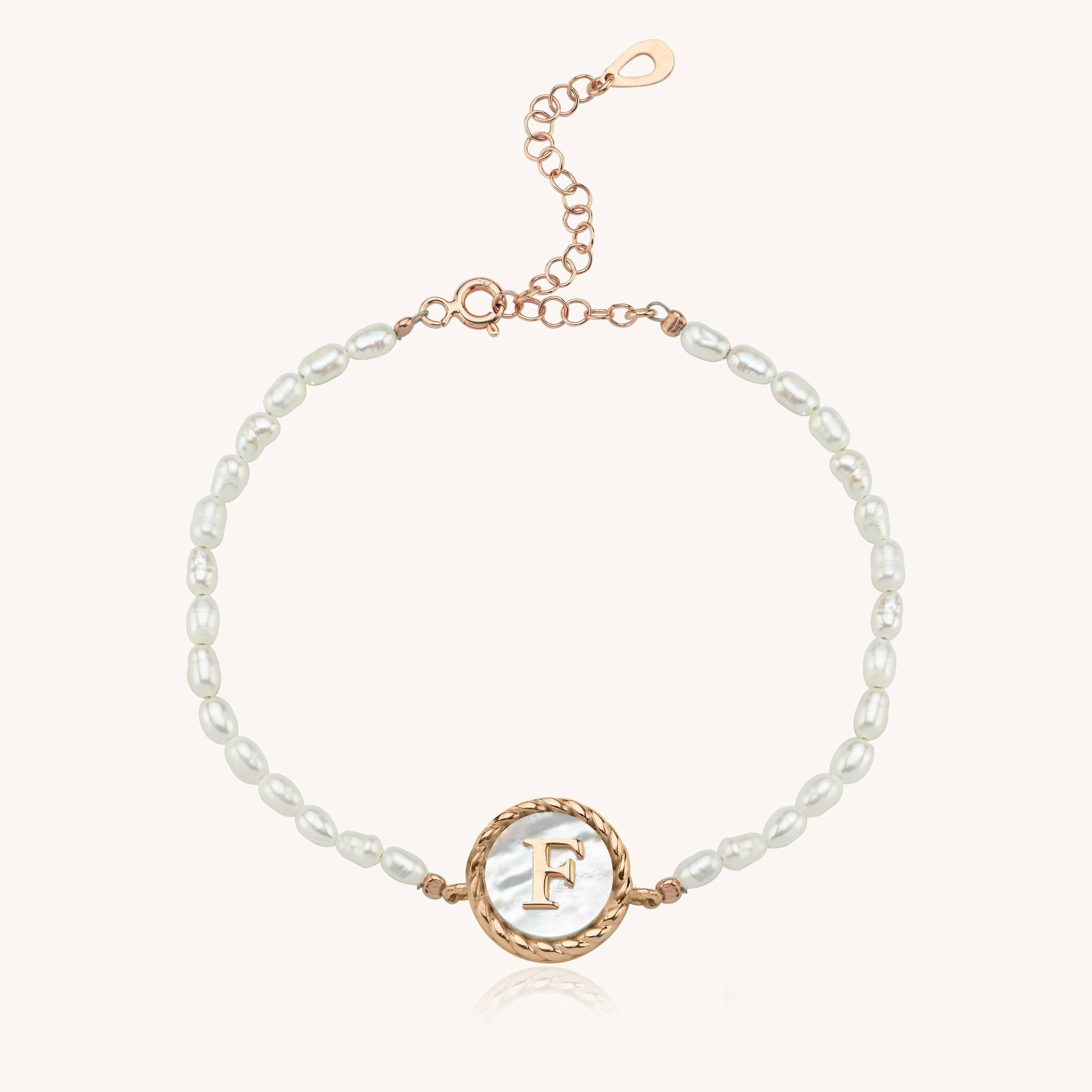 Freshwater Pearl Initial Bracelet – 18K Gold-Plated Sterling Silver