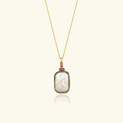 Baroque Pearl and Baguette Diamond Pendant Necklace