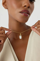 Baroque Pearl and Baguette Diamond Pendant Necklace