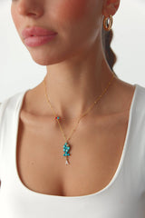 Turquoise Fish Necklace – 18K Gold-Plated Sterling Silver with Personalized Charm