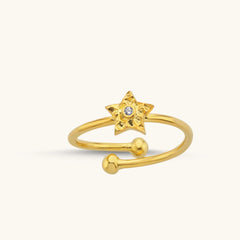 Star Adjustable Ring – 18K Gold-Plated Sterling Silver