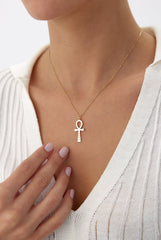 Ankh Necklace, Personalized 18K Gold-Plated Sterling Silver