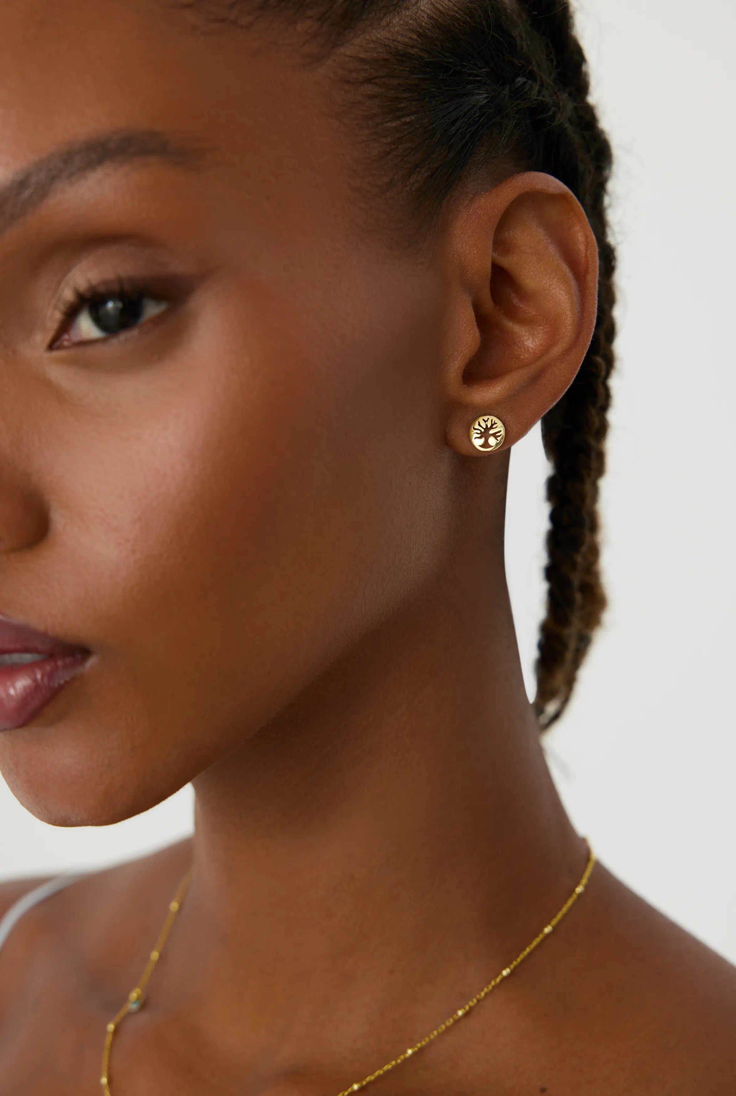 Dainty Tree of Life Stud Earrings, 18K Gold-Plated Sterling Silver Nature-Inspired Elegance